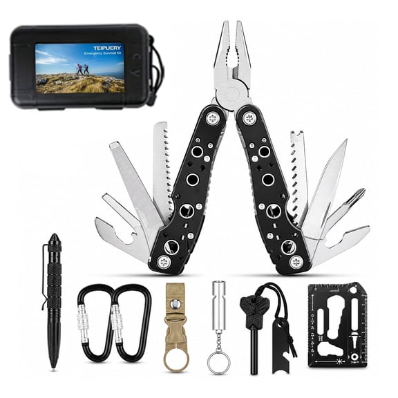 TEIPUERY 8-in-1 Multitool Pliers, Stainless Steel Multi Tool with Eva Case for Camping, Hiking, Fishing and Outdoor Activities