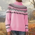 thumbnail image 2 of sususu Fall Sweaters for Women Lightweight Knitted Sweater Fairisle Pattern Crewneck Long Sleeve Loose Pullover Jumper Top,A01-Pink,XXXL, 2 of 5
