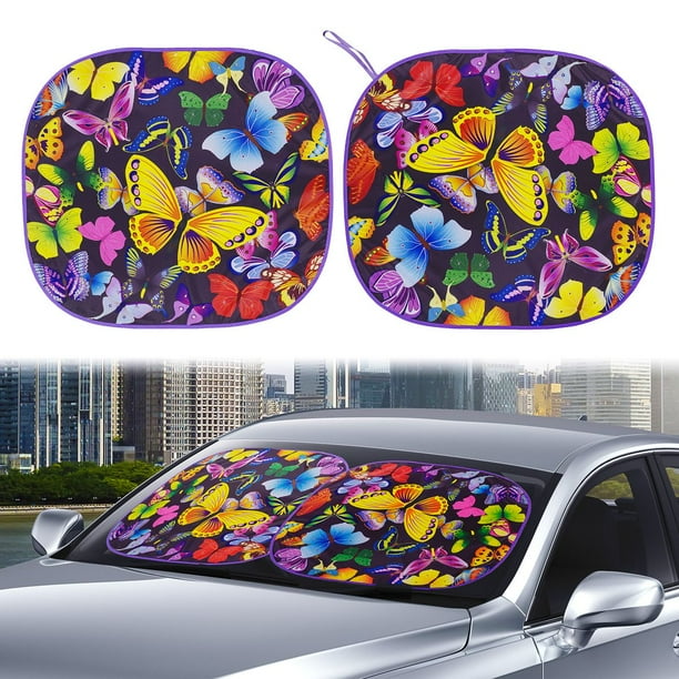 AutoDrive 2 Count Universal Multicolor Butterfly Twist Sunshade, 28.5