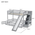 thumbnail image 6 of Twin Over Full Bunk Bed with Slide, Storage Staircase, Solid Wooden Floor Bunk Beds with Guardrails and Door, Maximize Space（Gray), 6 of 8