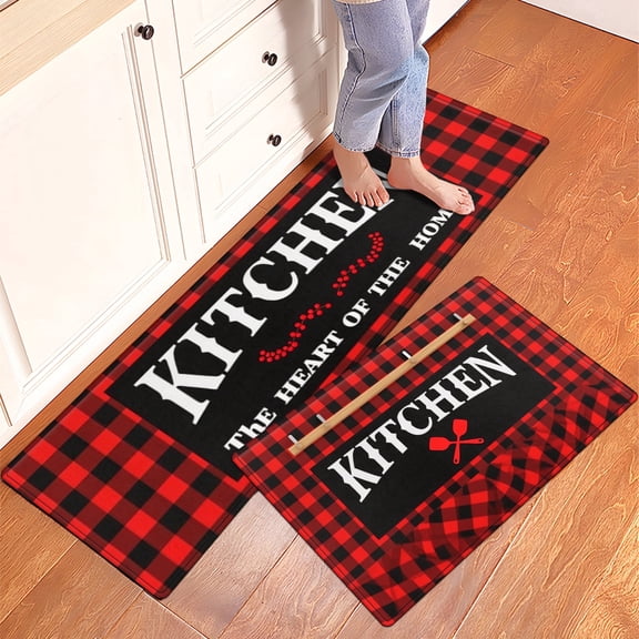 YIMEIS Kitchen Festive Home Heart Fall Kitchen Rugs Non Skid Washable Area Carpet [Made in USA], Multi - 1/2 Pcs 16''*24''/47''*18