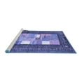 thumbnail image 2 of Ahgly Company Machine Washable Indoor Round Abstract Blue Contemporary Area Rugs, 5' Round, 2 of 4