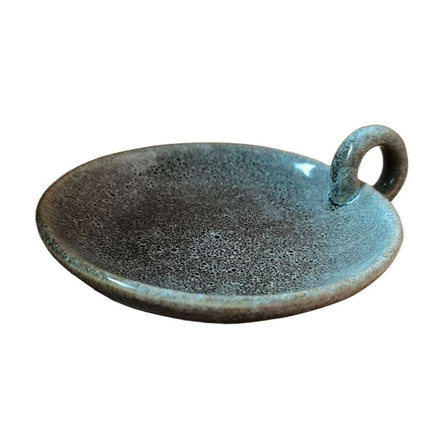 Candle Holder Round Ceramic Candle Plate for Christmas Party Festival Mantle Green