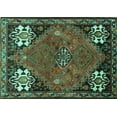 thumbnail image 1 of Ahgly Company Machine Washable Indoor Rectangle Persian Turquoise Blue Traditional Area Rugs, 2' x 4', 1 of 4