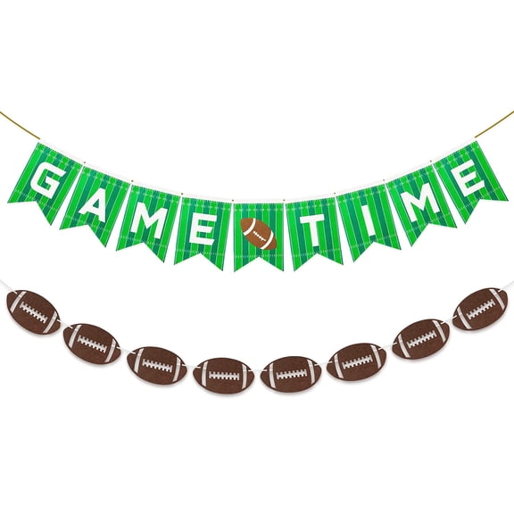 Laffact Rugby Party Banner, Game Time Hanging Decor for Rugby Theme Party,2Counts