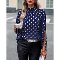 thumbnail image 3 of Camisa De Punto Con Cuello Alto,Blusa De Puntos Con Cuello Alto Blusa De Puntos Con Cuello Alto Blusa Suelta Con Estampado De Puntos Integración Sin Costuras, 3 of 8