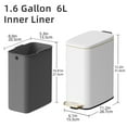 thumbnail image 2 of KSSKSS 1.6 Gallon/6L Small Bathroom Steel Step Trash Can, Soft-Close Lid & Fingerprint-Proof, Slim Wastebasket for Narrow Spaces (White), 2 of 8