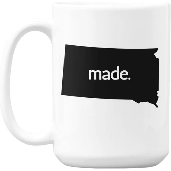 South Dakota Made & SD USA State Map, US Citizen Coffee & Tea Mug Cup (15oz)