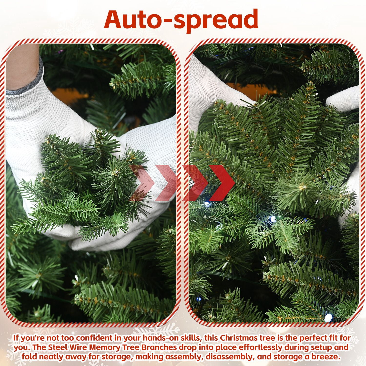 7ft Prelit Christmas Tree with Remote Control, Artificial Fake Christmas Tree with 340 Multi-Color LED Lights, 48 Color Modes, 2126 PE & PVC Mixed Branch Tips, Xmas Tree