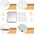 thumbnail image 3 of Mini Toaster Oven Pan with Rack & Mat Set, P&P CHEF 9 Inch Stainless Steel Small Toaster Oven Tray with Wire Rack & Silicone Mat for Small Oven & One Person Use, Easy to Clean & Sturdy, 3Pcs, Oblong, 3 of 7