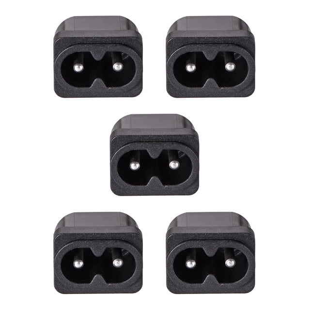 Unique Bargains Panel Mount Plug Adapter 250V AC 2.5A C8 2 Pins Inlet Module Plug Straight 5pcs