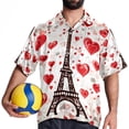 thumbnail image 4 of Eiffel Tower Valentine's Day Men's Short Sleeve Beach Shirts, Casual Printed Button Down Summer Shirts for Men and Women, 4 of 6