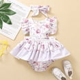 thumbnail image 2 of MZXELPRJD Baby Girl Romper Floral Ruffle Boys' Clothing Sets Trim Romper with Headband Fleece Onesie 12-18 Months Baby Boy Santa Outfit 0-3 Months Sweater Onesie Baby Girl Kids Cheerleading Outfit, 2 of 9