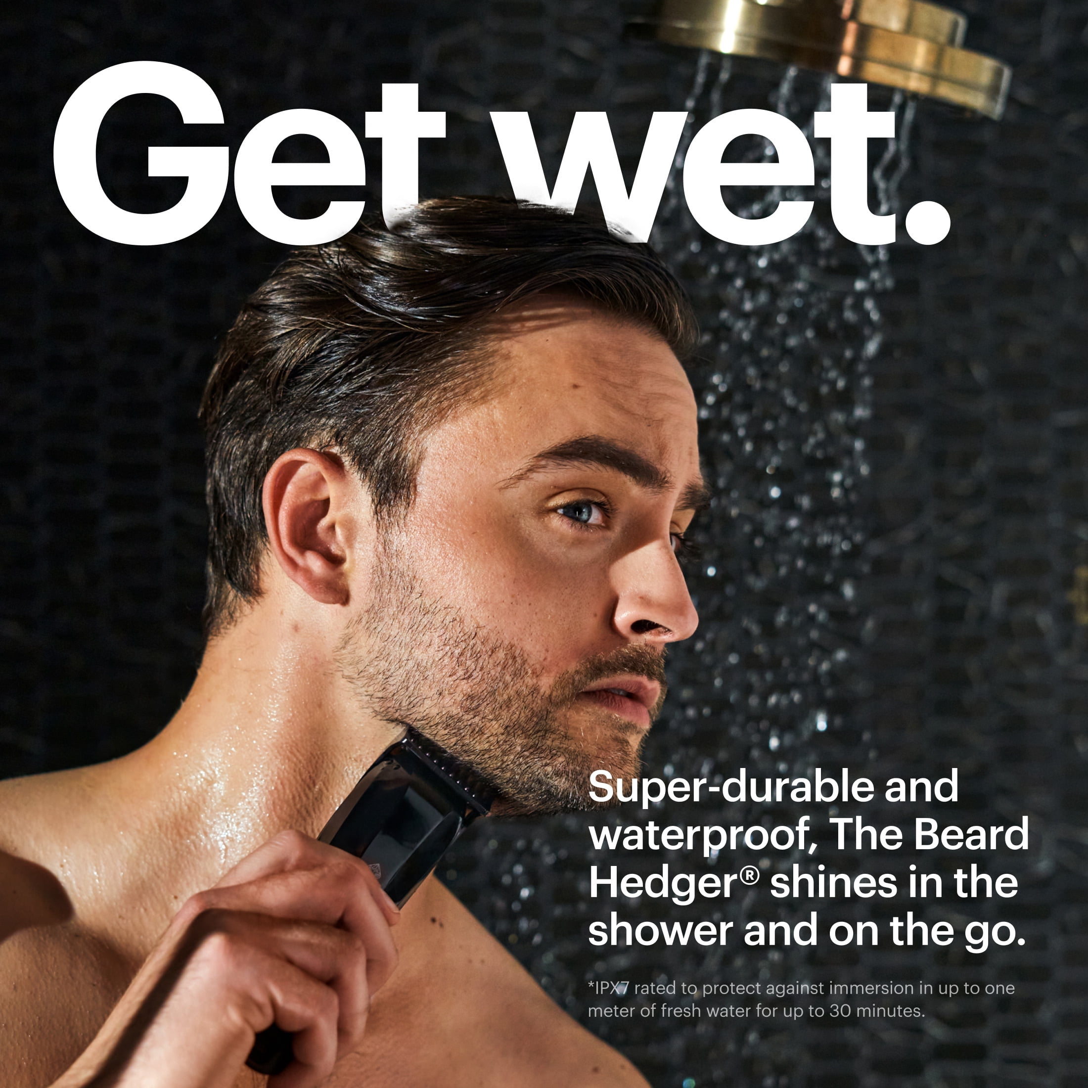 MANSCAPED® Beard Hedger® Cordless Electric Trimmer for Men's Beard, Mustache, and Stubble with Wooden Comb