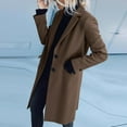 thumbnail image 6 of Womens Camel Mid-Long Double-Breasted Notch Lapel Wool Blend Overcoat Winter Clothes, 6 of 6
