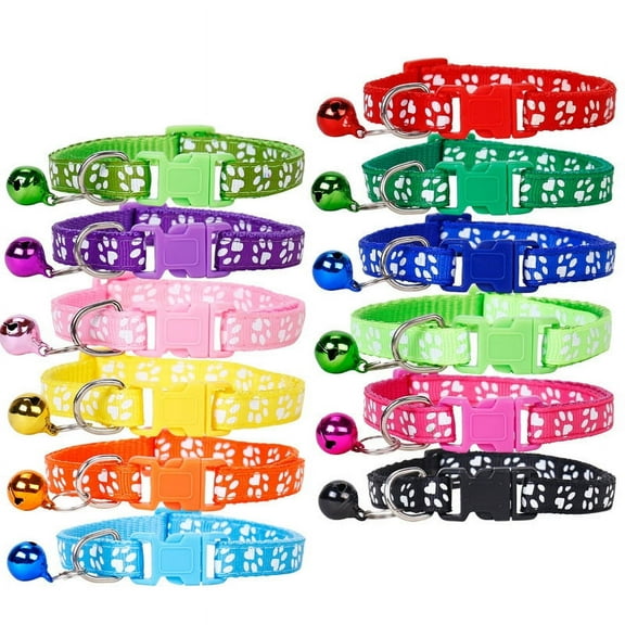 Puppy Collars, 12Pcs Whelping Puppy Id Collars with Bell Adjustable 19-32cm, Soft Nylon Litter Identification Dog Collars for Newborn Pets