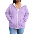thumbnail image 2 of SwiftWear Plus-Size Women's Weighted Zip Up Hoodie - Extra Warm Oversized Long Sleeve Hooded Top Streetwear Style Casual Outerwear Jacket (L-5XL) Purple, 2 of 6