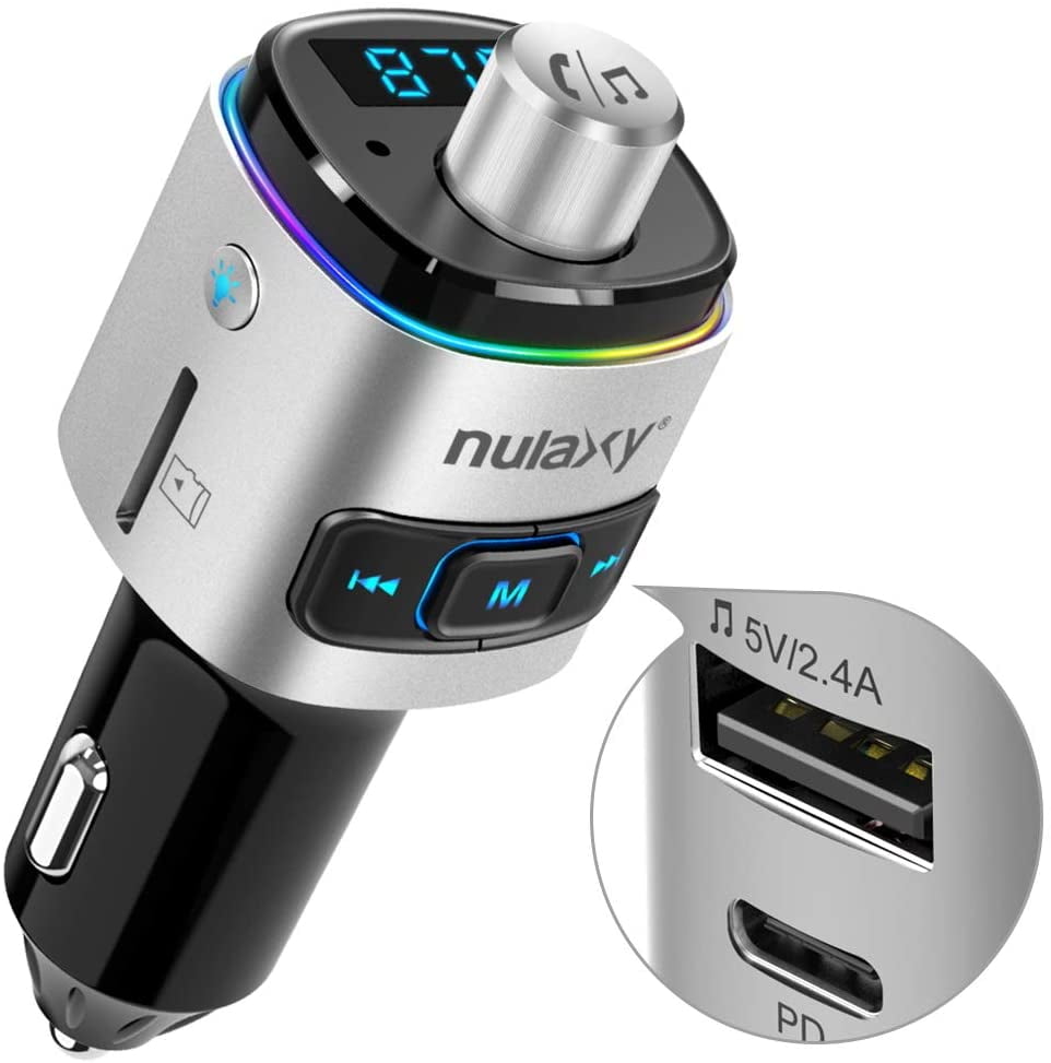 Nulaxy Bluetooth 5.0 FM Transmitter for Car, QC3.0 & TypeC PD 18W Wireless Bluetooth Radio
