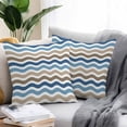 thumbnail image 2 of Waterproof Throw Pillow Covers Set of 2, 16x16 Inch Blue Brown White Ombre Decorative Pillowcases Outdoor Pillow Slip Cushion Covers Set for Couch Tent Modern Geometric Gradient Ocean Striped, 2 of 7