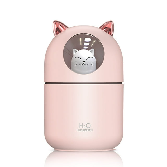 Cat Humidifier Cool Mist Humidifier for Home,Cute Cat Night Light for Bedroom Essential Pure Air for Baby Room,Easy Clean Quiet Operation Automatic Shut-off 300ML (Pink)