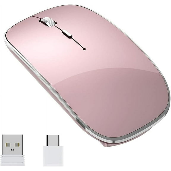 Wireless Mouse Chargeable Portable Silent USB and Type-C Dual Mode Wireless Mouse 3 Adjustable DPI for Laptop, Mac, Android, PC (Q23S Black) (Grey)
