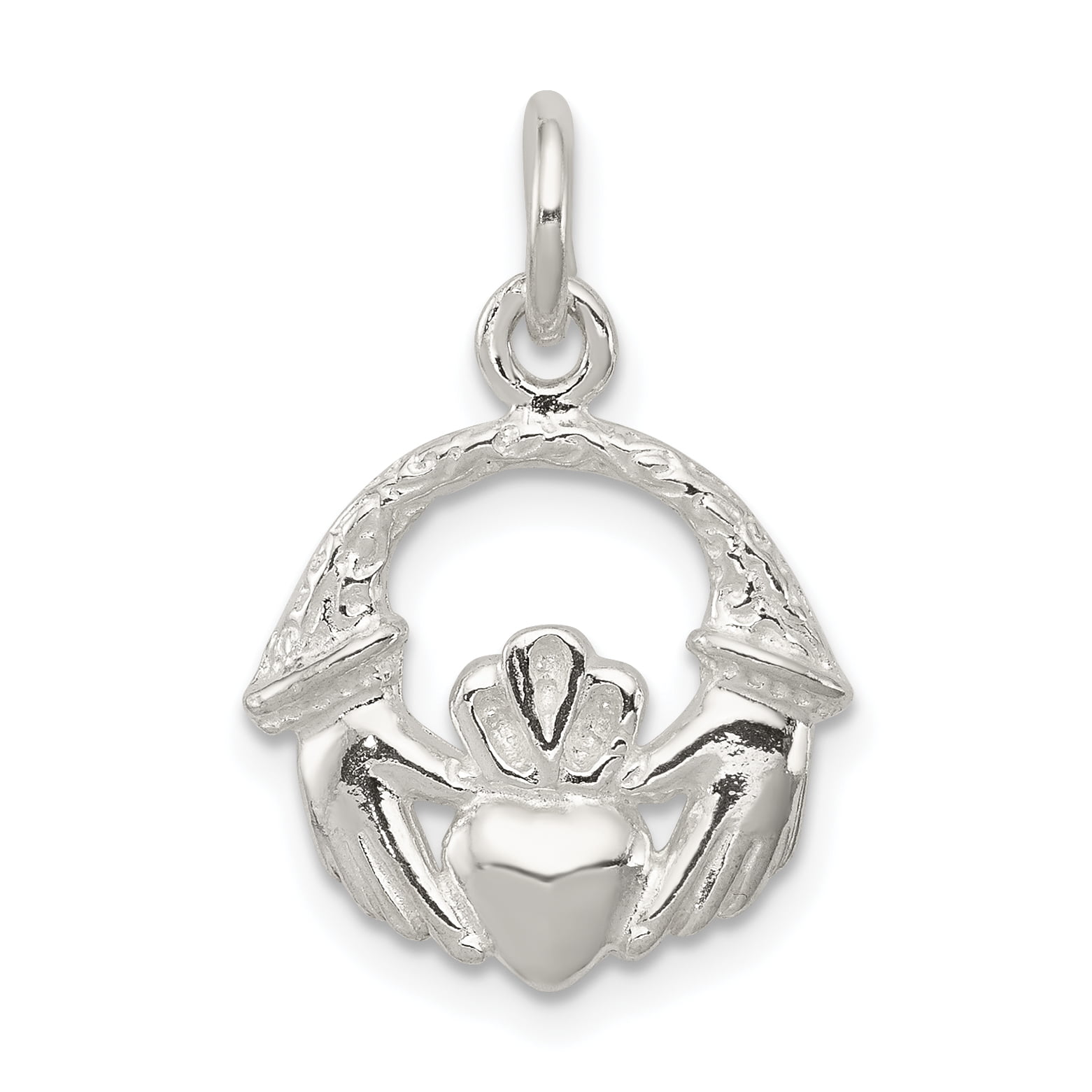Sterling Silver Pendant Charm Claddagh 