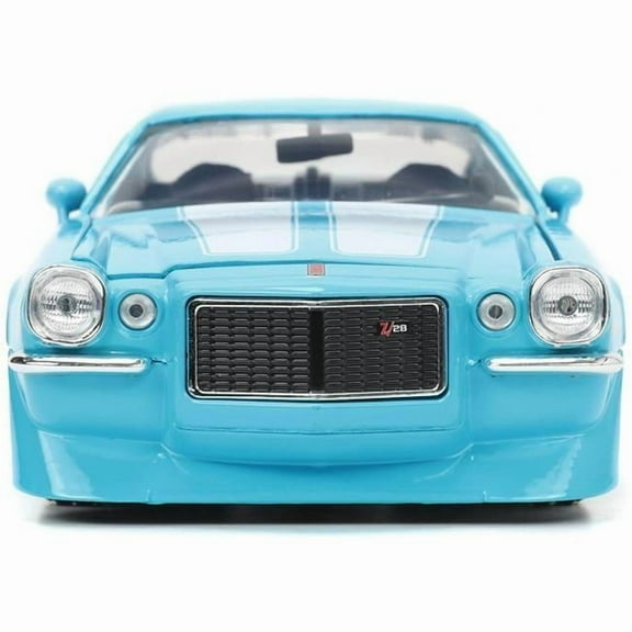 1971 Chevrolet Camaro Z-28 Light Blue with White Stripes Bigtime Muscle Series 1-24 Diecast Model Car