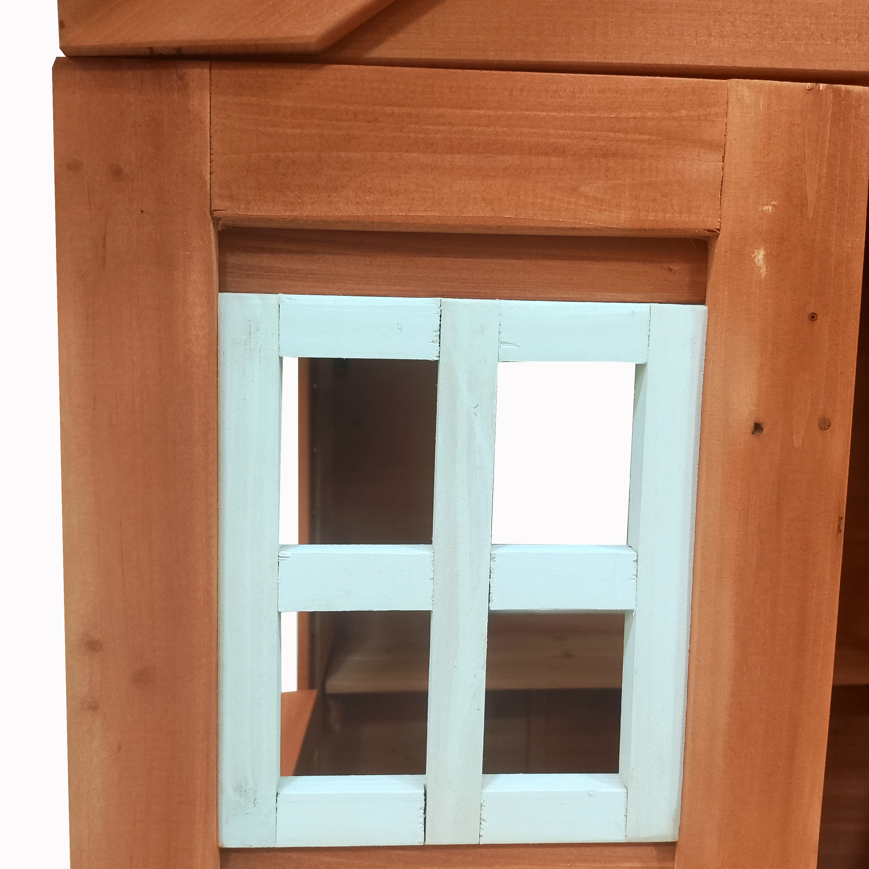 Aukfa Kids Playhouse,Wooden Playhouse with 2 Windows & Flowerpot,Golden Red