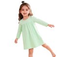 thumbnail image 4 of Bysome Girls Dress Solid Color Long Sleeve Crew Neck Dresses Comfortable Girls Dress Size 7-8 Years Light Green, 4 of 4