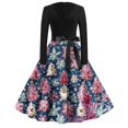 thumbnail image 2 of Women's Casual Fashion Print Long Sleeve V Neck Dress with AI Christmas Theme, Retro Party Casual Dress for Fall and Winter, Versatile and Chic Holiday Attire,Light Purple,L, 2 of 4