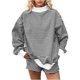 thumbnail image 5 of Ihhxva Women's Knit Tops Oversized Striped Sweater Soft Winter Pullover Relaxed Mock Neck Top Chunky Casual Long Sleeve Cozy Tunic Blouse for Holiday S-5XL, 5 of 8