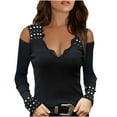 thumbnail image 1 of Camiseta sin tirantes de manga larga con cuello en V para mujer, blusa Polluver, Tops Fridja  hj4511, 1 of 7