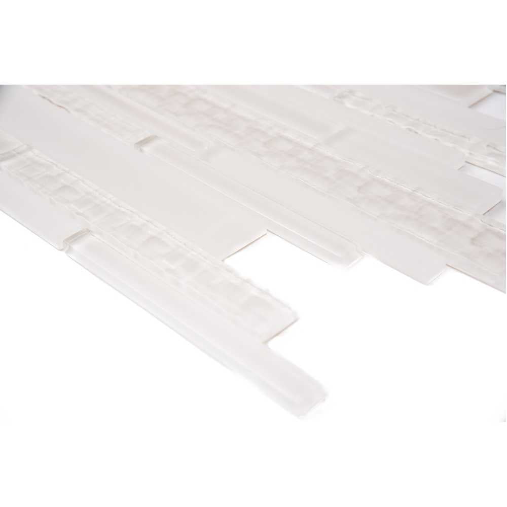 The Tile Life Karma Brick 4 in x 4 in Cream Glass Textured Mosaic Tile Sample 1 Piece