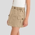thumbnail image 2 of OGLCCG Girls Cargo Mini Skirts Teens Summer Elastic Waist Pencil Skirts with Pockets Trendy Cotton Casual Bodycon Y2k Skirts 3-14 Years, 2 of 5