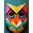 thumbnail image 1 of Cute Colourful Multicoloured Bright Geometric Owl Bird Painting Large Wall Art Poster Print Thick Paper 18X24 Inch, 1 of 5