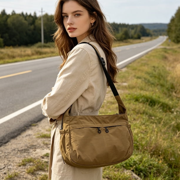 Bolso tote de nailon impermeable de gran capacidad, tipo dumpling, bandolera, ideal para el día a día, deportes y actividades al aire libre | Ligero y resistente a desgarros