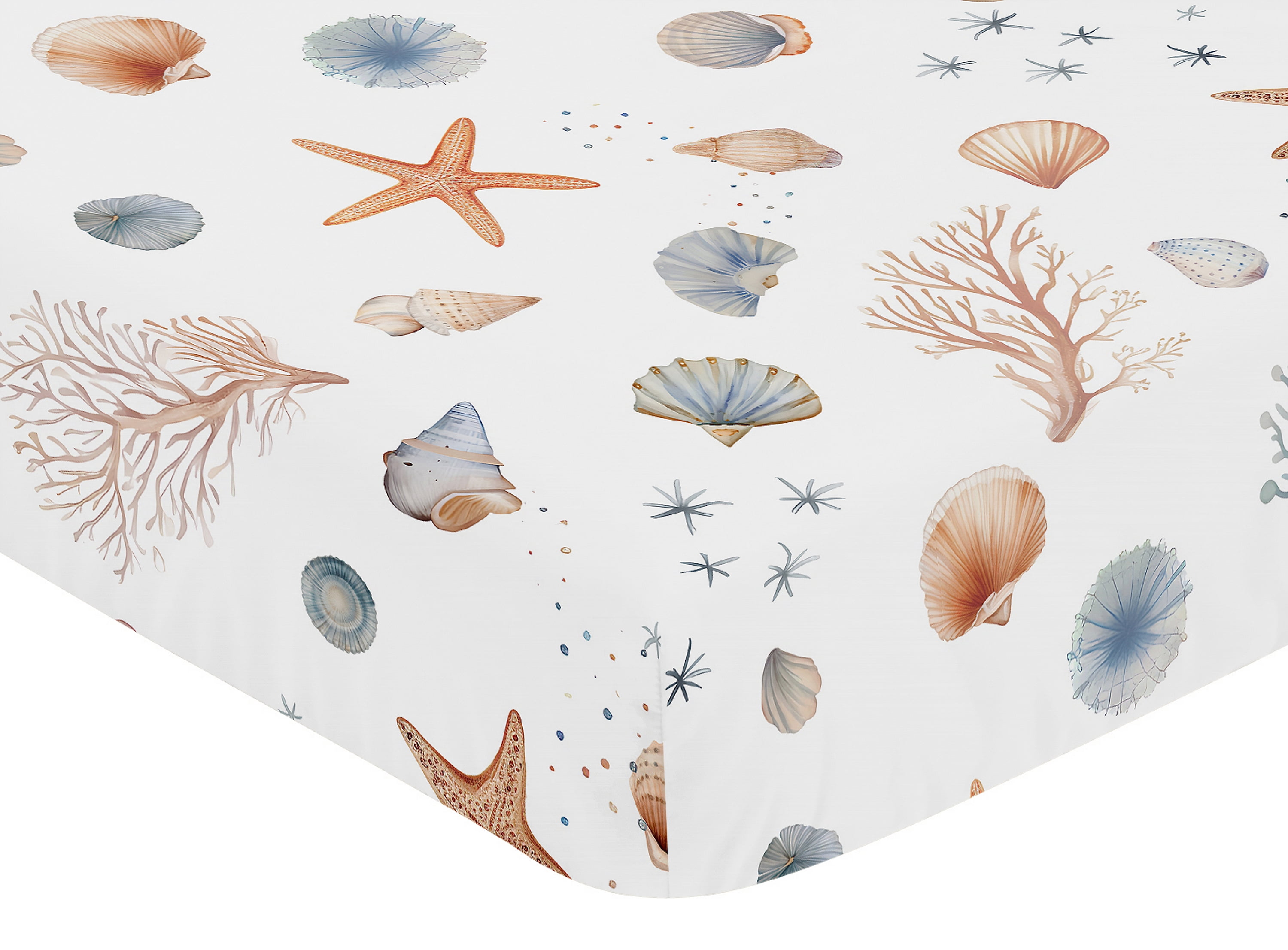 Sweet Jojo Designs Seashells Multicolor Fitted Crib Sheet
