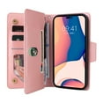 thumbnail image 5 of SaniMore for iPhone 14 Pro Max 6.7" 2022 Case, PU Leather 2 in 1 Zipper Wallet Removeable Wrist Strap Card Slots Cash Pocket Kickstand Shockproof Anti-fall Full Protective Shell, Rosegold, 5 of 15
