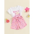 thumbnail image 4 of Musuos Little Girls Summer 2PCS Sets 18M-6Y Short Sleeve Letter Donut Embroidery T-shirt Belted Shorts Sets Birthday Clothes, 4 of 10