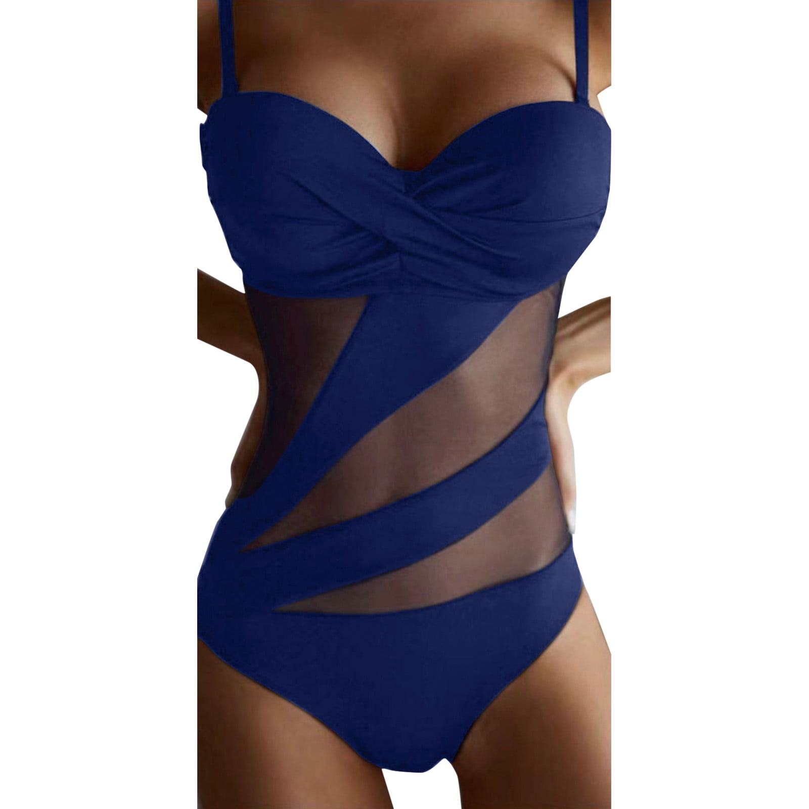 Women's Tankini Swimsuits Bikini Patchwork Vintage Mesh Ruched