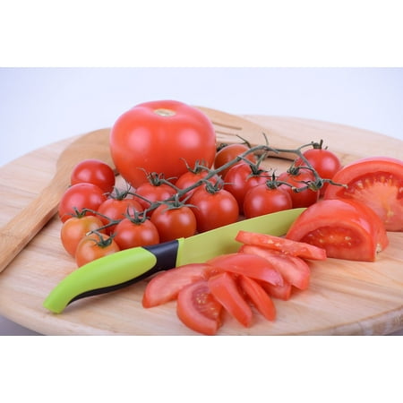LAMINATED POSTER Wooden Board Salad Cut Tomato Cherry Tomato Tomato Poster Print 24 x (Best Way To Cut A Tomato For Salads)