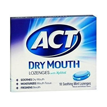 "New! ACT Total Care Dry Mouth Lozenges, Mint 4 x 18 ea"