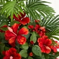 thumbnail image 3 of Nearly Natural 27in. Red Hibiscus and Areca Palm Artificial Plant in White Bowl, 3 of 4