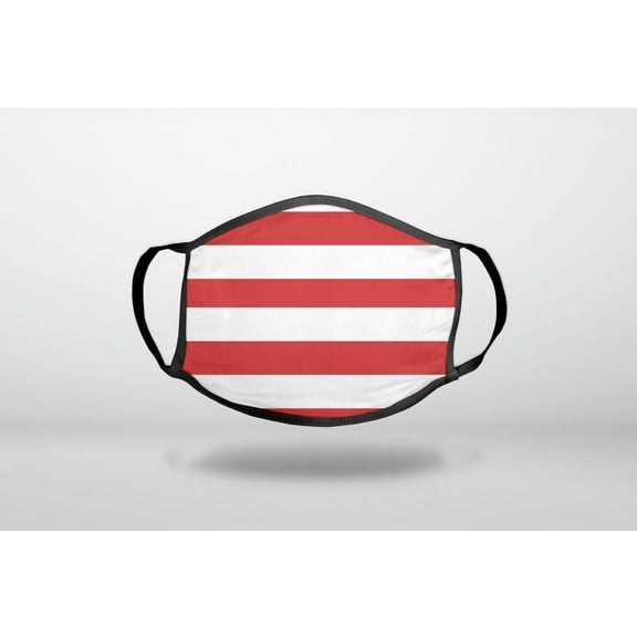 Red & White Bold Horizontal Stripes - 3-Ply Reusable Soft Cloth Face Covering, Unisex, Cotton Inner Layer