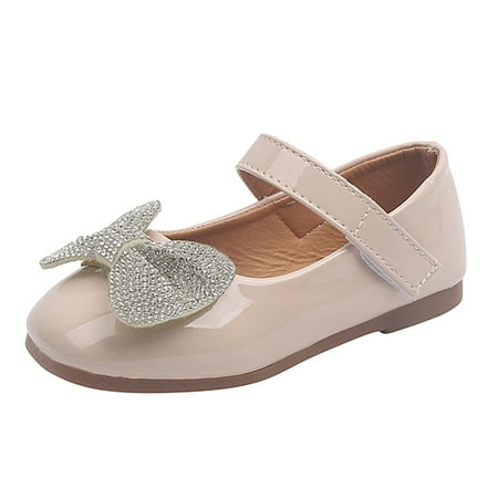 

MQLKF Summer And Autumn Fashion Girls Casual Shoes Bow Rhinestones Flat Bottom Dress Shoes Cute Stylish Lightweight Girls Shoes