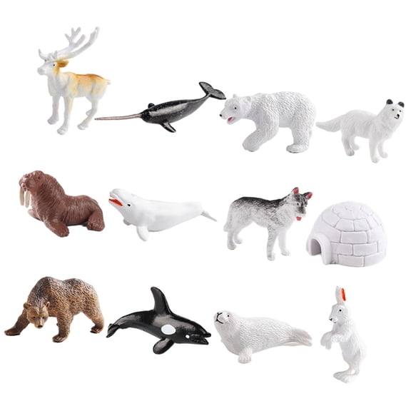 JWQFBC 12 Pieces Arctic Animal Toys Valentines Day Gifts Decoration Development Playset