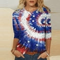 thumbnail image 2 of IROINNID 4th of July T-Shirt For Women Fashion Mid-length Blouse Casual Tops Round Neck Women Tops USA 4th Of July, 2 of 4