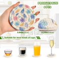 thumbnail image 5 of 6 Pcs Drink Coasters with Holder 3.94in Woven Coasters for Drinks Blue and Purple Flowers Coaster Set for Protection Table, 5 of 7