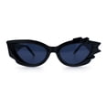 thumbnail image 4 of Womens Cat Eye Asymmetrical Rock Candy Crystal Runway Plastic Sunglasses All Black, 4 of 7
