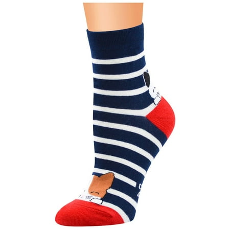 

EQWLJWE Lady Fashion Women Girls Stripe Cat Cotton Middle Tube Socks Stockings Socks Holiday Clearance
